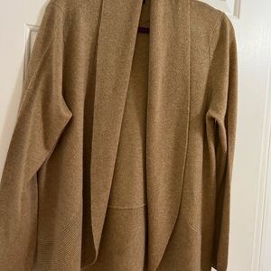 Charter Club Luxury Women's 100% Cashmere Tan Open Cardigan Sweater in Size XL